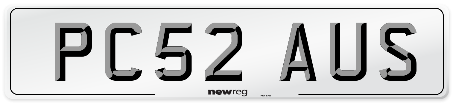 PC52 AUS Number Plate from New Reg